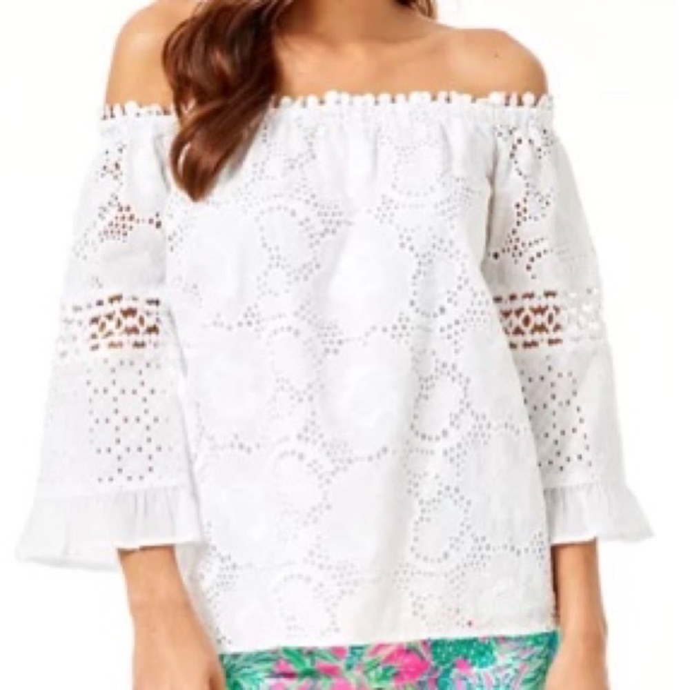 Lilly Pulitzer Laurenne top White Eyelet NWT